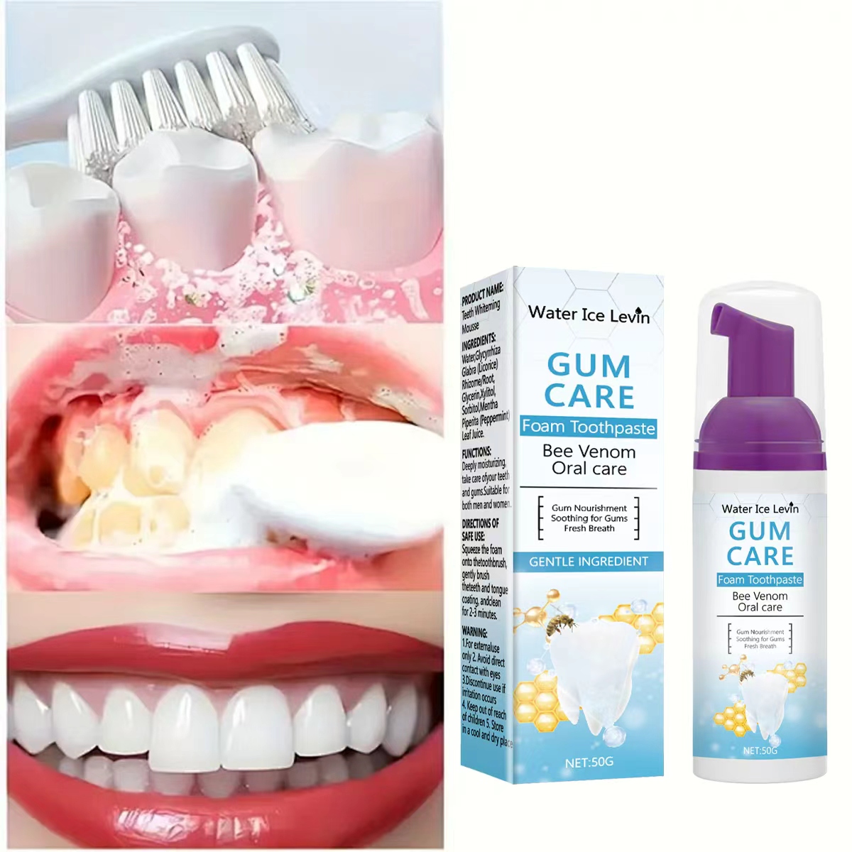Teeth Whitening Xylitol Gum - Water Ice Levin Gum Care Foam
