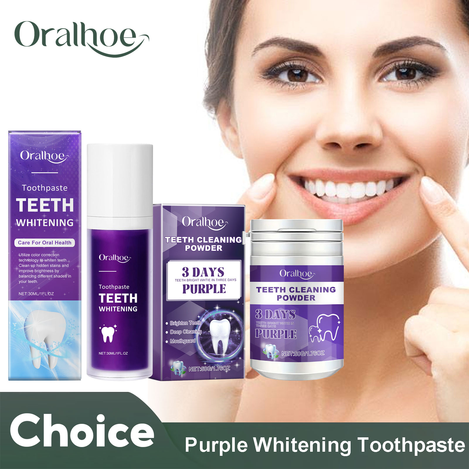 Teeth Whitening Naturally - Purple Corrector Teeth Whitening Toothpaste Deep