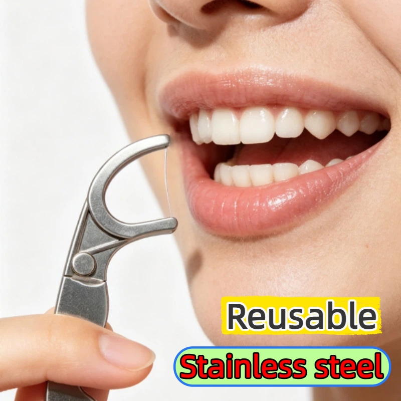 Dental Floss Picks - Stainless Steel Reusable Toothpick Dental Floss