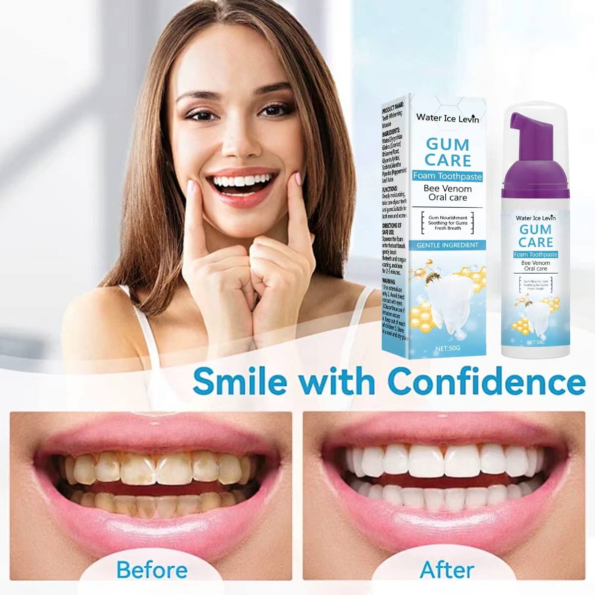 Water Ice Levin Gum Care Foam  - đánh giá và giá Teeth Whitening Xylitol Gum