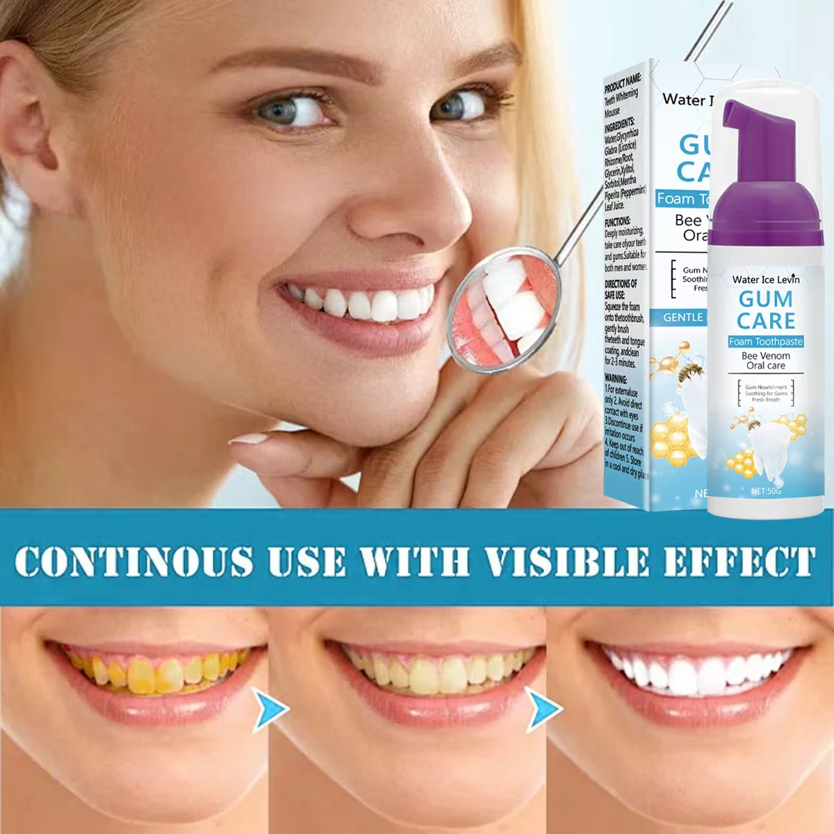 Water Ice Levin Gum Care Foam  - đánh giá và giá Teeth Whitening Xylitol Gum