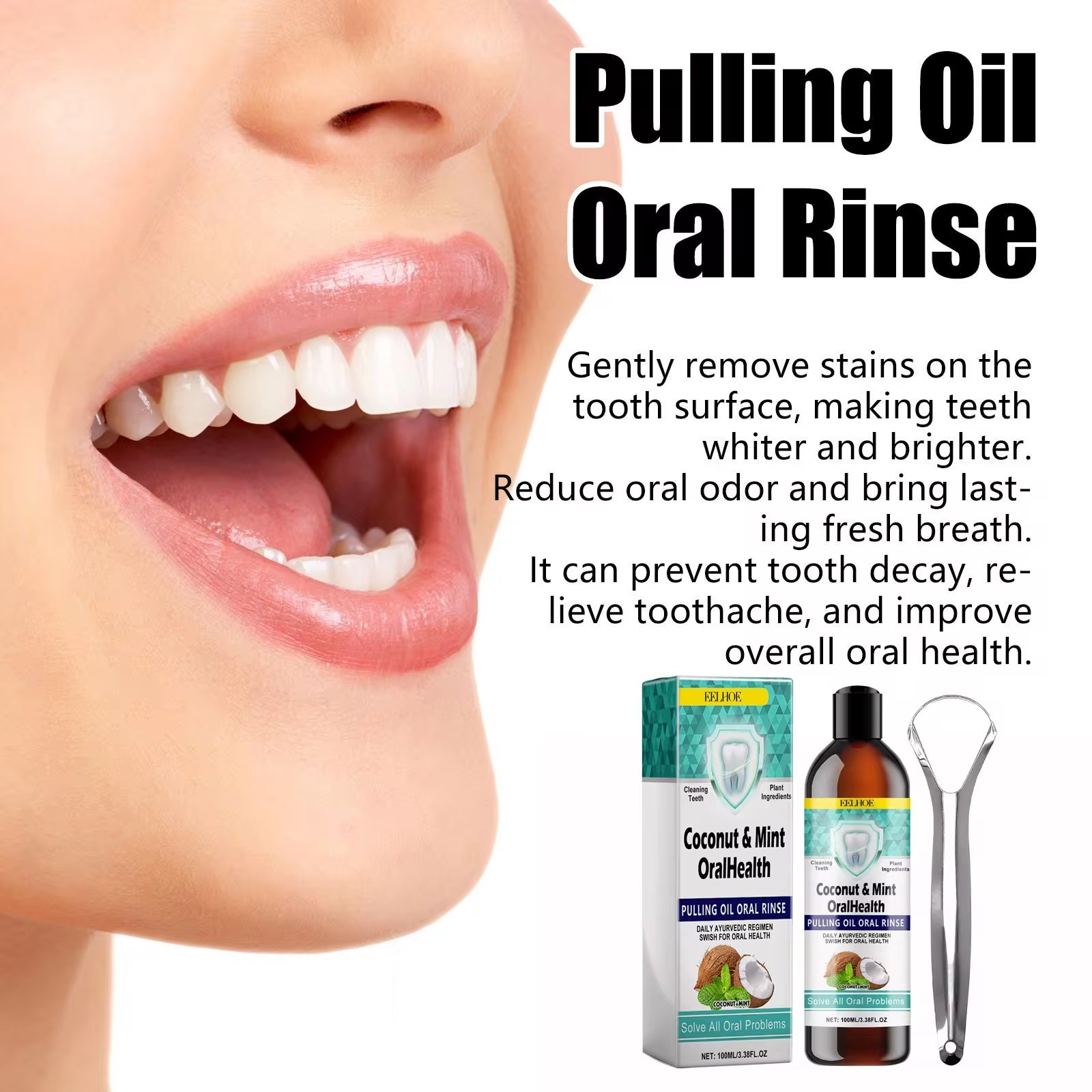 EELHOE Mint Coconut Oil Pullin - đánh giá và giá Teeth Whitening With Coconut Oil
