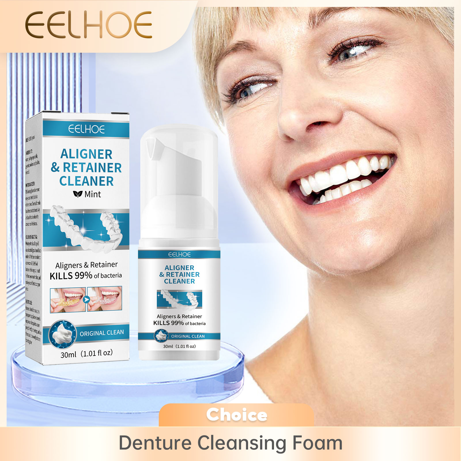 Aligner Denture Cleaner Foam D - đánh giá và giá Teeth Whitening Naturally